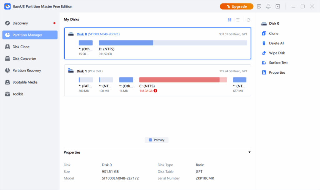 EaseUS Partition Master v18.8 Crack License Code | 100 ٪ آمنة